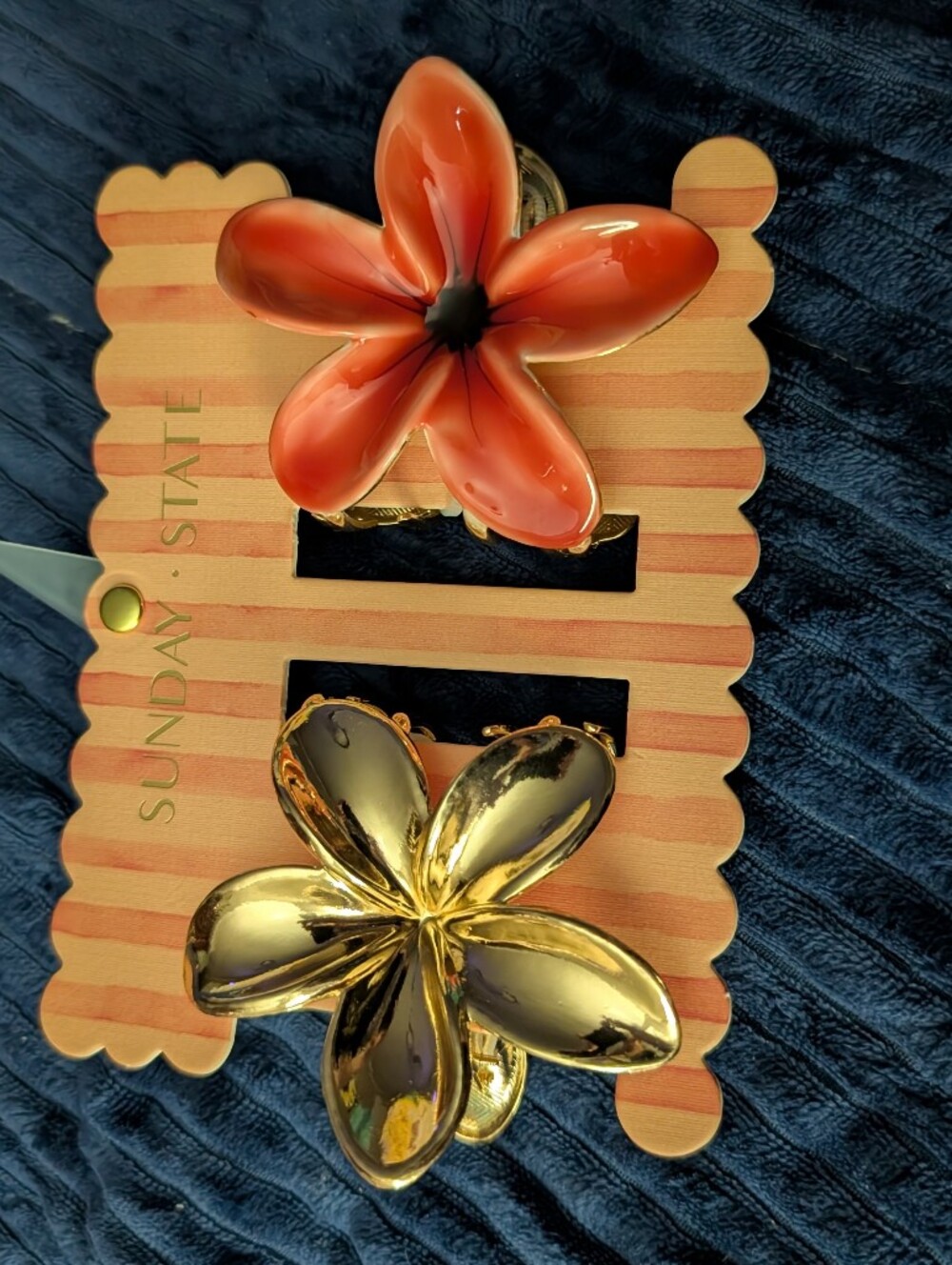 Sunday Floral Hair Clips in Coral Orange and Gold